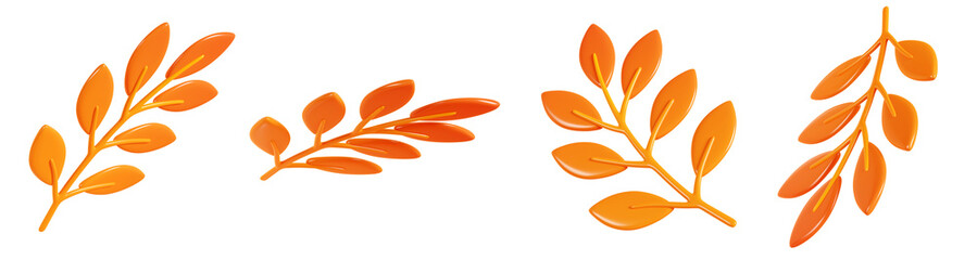 Orange autumn leaf falling and floating in different angles 3d render illustration. © Yuliia Osadcha