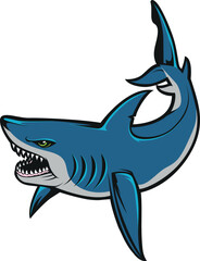 illustration vector graphic of blue shark mascot good for logo sport ,t-shirt ,logo