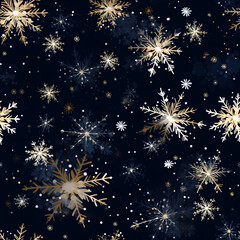 Pattern of snowflakes on blue background