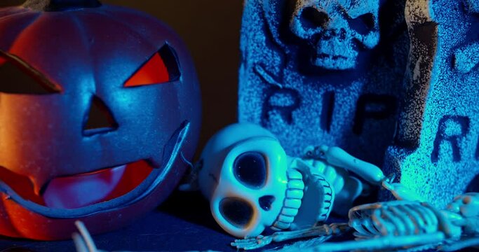 Halloween Skeleton Figures and Graveyards In the Dark