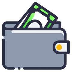 beautiful cute wallet and dollar icon