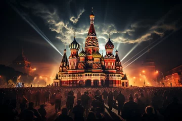 Foto op Plexiglas Moskou Historic Red Square in Moscow during a cultural event or festival, Generative AI