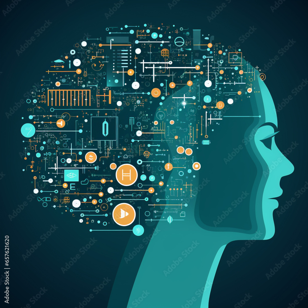 Aufkleber A line art depiction of a speech bubble filled with binary code, suggesting AI-driven natural language processing and communication.