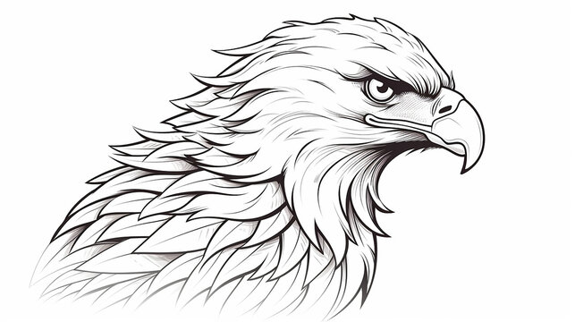 aguia Desenho de uma linha isolado em fundo branco