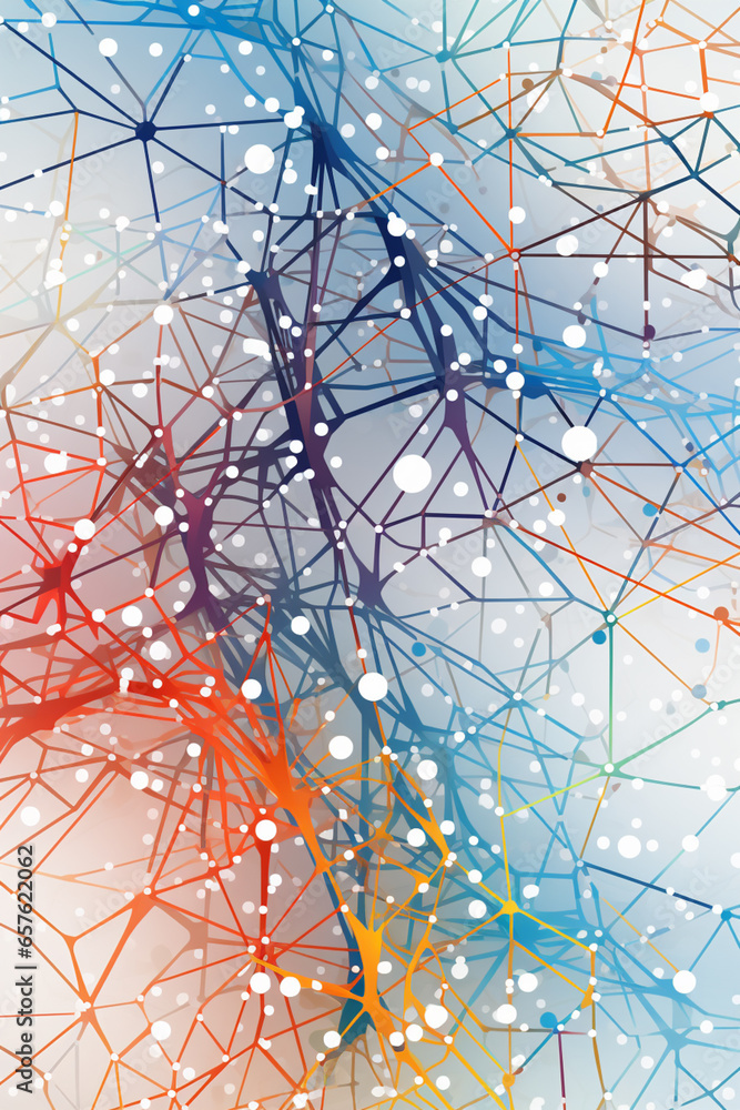Aufkleber A line art illustration of a neural network diagram, showcasing the interconnected nodes of AI algorithms.