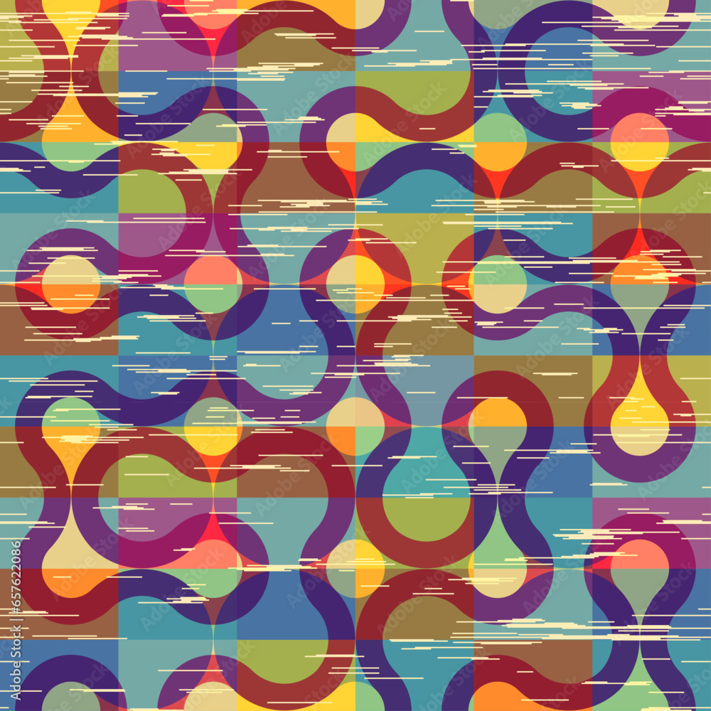 Poster geometric abstract pattern. geometric vintage risograph style. vector image.
