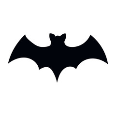 Black silhouette of bat on white background.