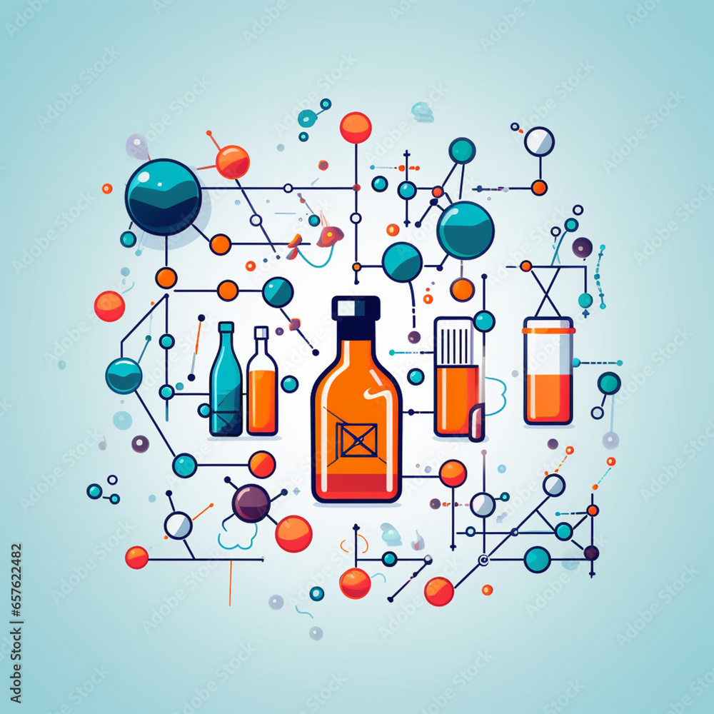 Aufkleber a line art icon of insulin, using specific chemical structures and symbols.
