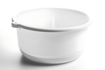 Plastic empty basin isolated on white background close-up