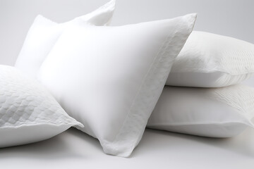 Pillows on white background close-up