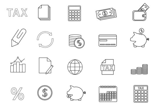 Finance and credit business line icons without frames for websites illustration