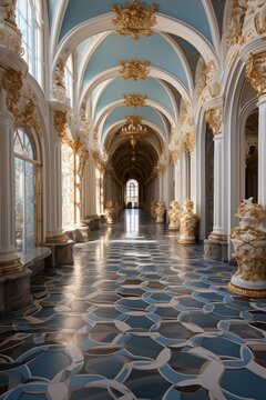 Historic Hermitage Museum in Saint Petersburg, showcasing its architectural grandeur, Generative AI