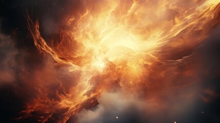 A very large orange and yellow object in the sky