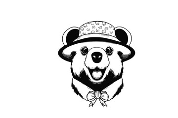 Bear in Style: A Vector Illustration of a Dapper Bear Wearing a Hat