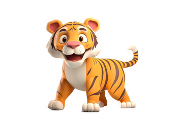 Wildlife Safari Adventure - Roaring Tiger in 3D Cartoon Style Generative AI