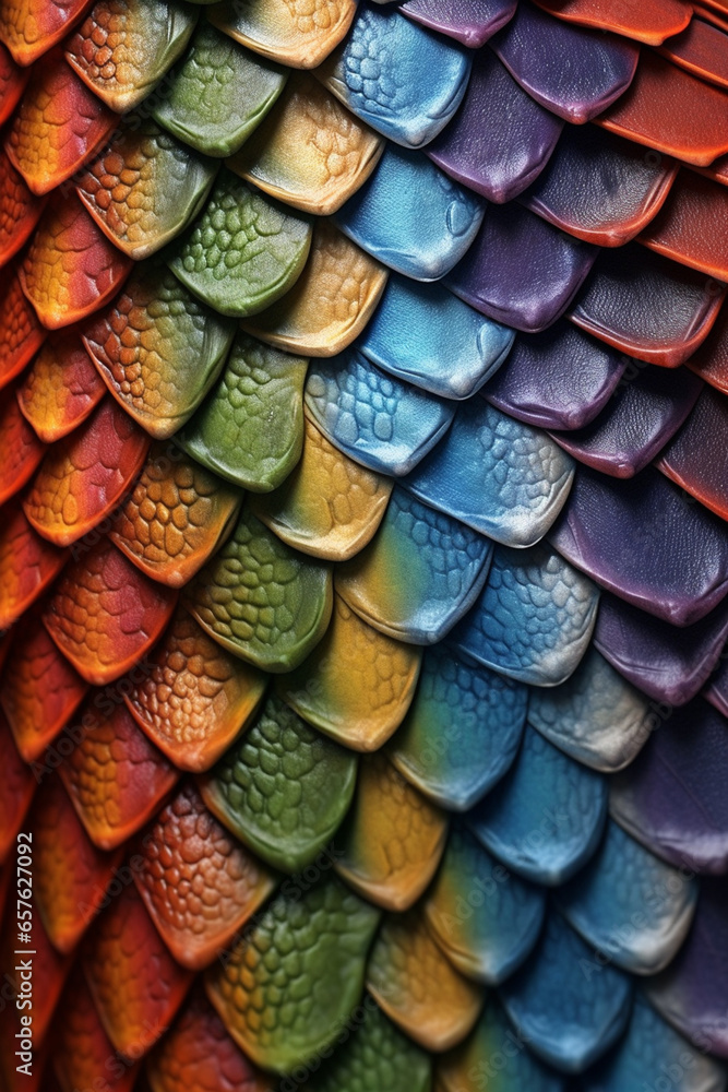 Poster the intricate patterns and textures of a reptile's scales, showcasing their unique arrangement and c
