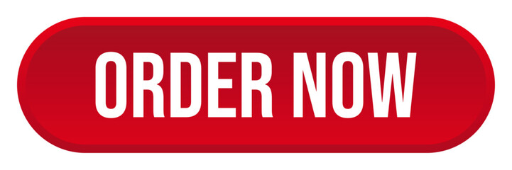 Order now button rounded red sign.