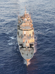     Military ship,aerial view 