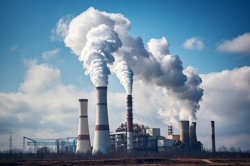 Contrast of Progress: Vibrant Skies Marred by Emissions from Power Plant