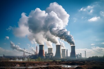 Contrast of Progress: Vibrant Skies Marred by Emissions from Power Plant