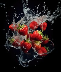 Strawberries fall into the water