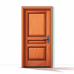 Wooden door isolated on white background. Realistic vector illustration.