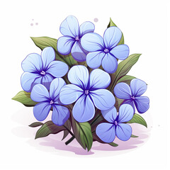 Blue hydrangea flowers on a white background. Vector illustration.