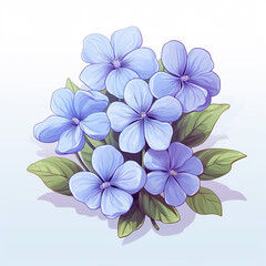 Blue hydrangea flowers on a white background. Vector illustration.