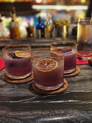 Discover elegance at our bar with three exquisite and fancy drinks. Each one is a work of art, meticulously crafted to tantalize your taste buds and elevate your evening.