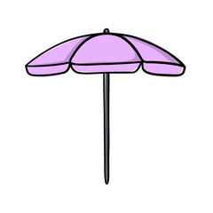 Beach umbrella. Beach accessory. Sun protection. Vector illustration in doodle style.