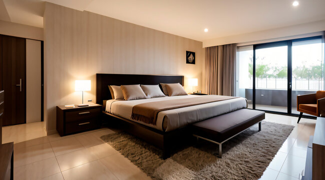 dormitorio, cama, interiors, habitaciones, hotel