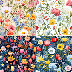  illustration patterns of flowers ,ai generated