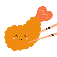 vector illustration of tempura character and chopsticks