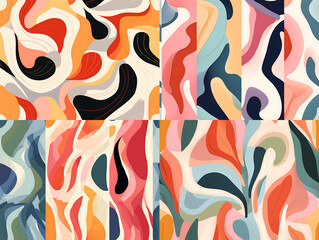 hand-painted collection of shapes and colors pattern  ,ai generated