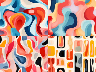 hand-painted collection of shapes and colors pattern ,ai generated