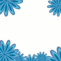 Fototapeta na wymiar square white background social media template blue flowers on the sides corners frame winter spring autumn summer delicate