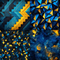 black background with millions of high saturated blue and yellow pattern  ,ai generated