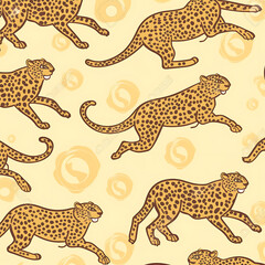 running leopard illustration pattern  ,ai generated