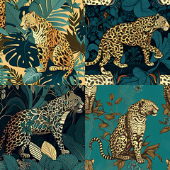 Fototapeta premium leopard in the jungle thicket ,ai generated