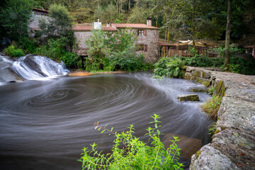 Barosa waterfall and watermills in Galicia, Spain
