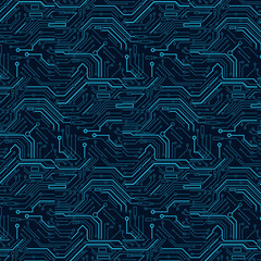 Electronic circuit board design. Abstract blue technology background