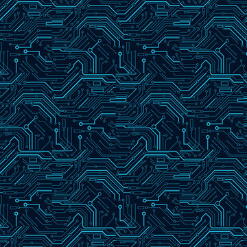 Electronic circuit board design. Abstract blue technology background