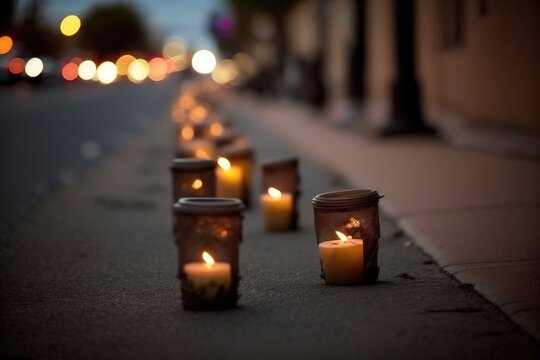 candles on the street, the road of candles, digital art style, ai generated