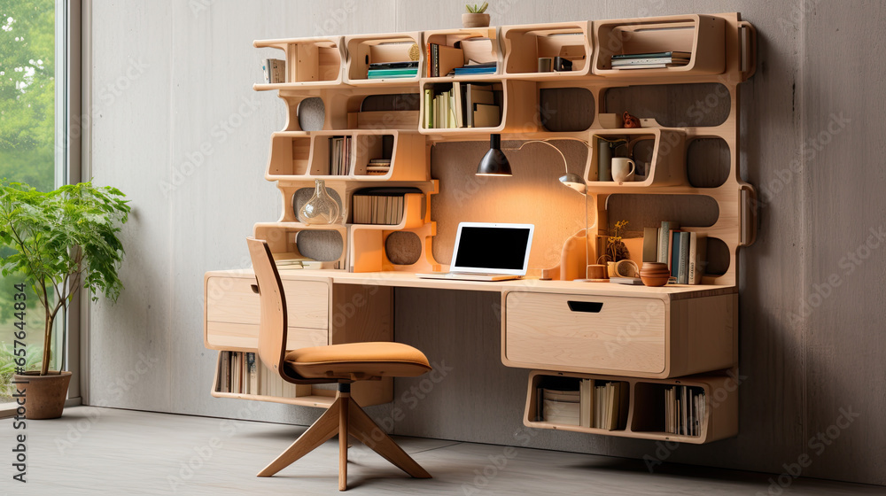 Poster creative workspace with a computer