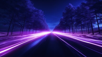 A long exposure photo of a road at night