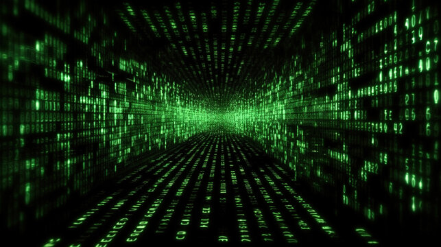 Advanced Matrix Raining Code of Aleatory Green Hacker Numbers Black isolated Background