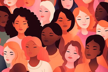 Colorful illustration of diversity, inclusion, equality, and representation of diverse community of people. Beauty of a multicultural, multiracial society. Generative AI