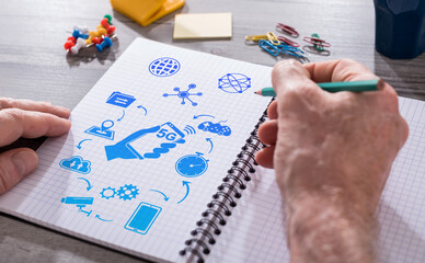 5g concept on a notepad