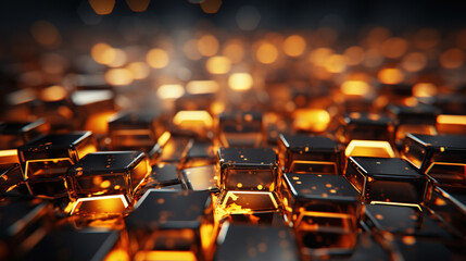 Obraz premium Abstract Light Chrome of Hexagon Textured Selective Focused Background