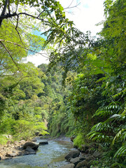 The flow of water between the rocks comes from the canal of the Cikanteh waterfall, Ciletuh Geopark, Sukabumi.